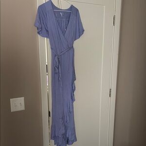 Flowy Periwinkle Blue Maternity Wrap Dress